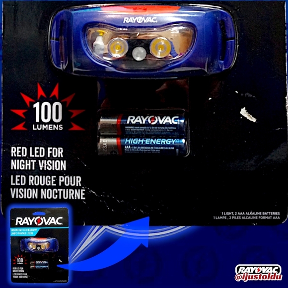 RAYOVAC Lightweight LED Headlamp, 2 Mode High/Red | 100 lm + Includes 2 AAA Batt - Picture 5 of 9